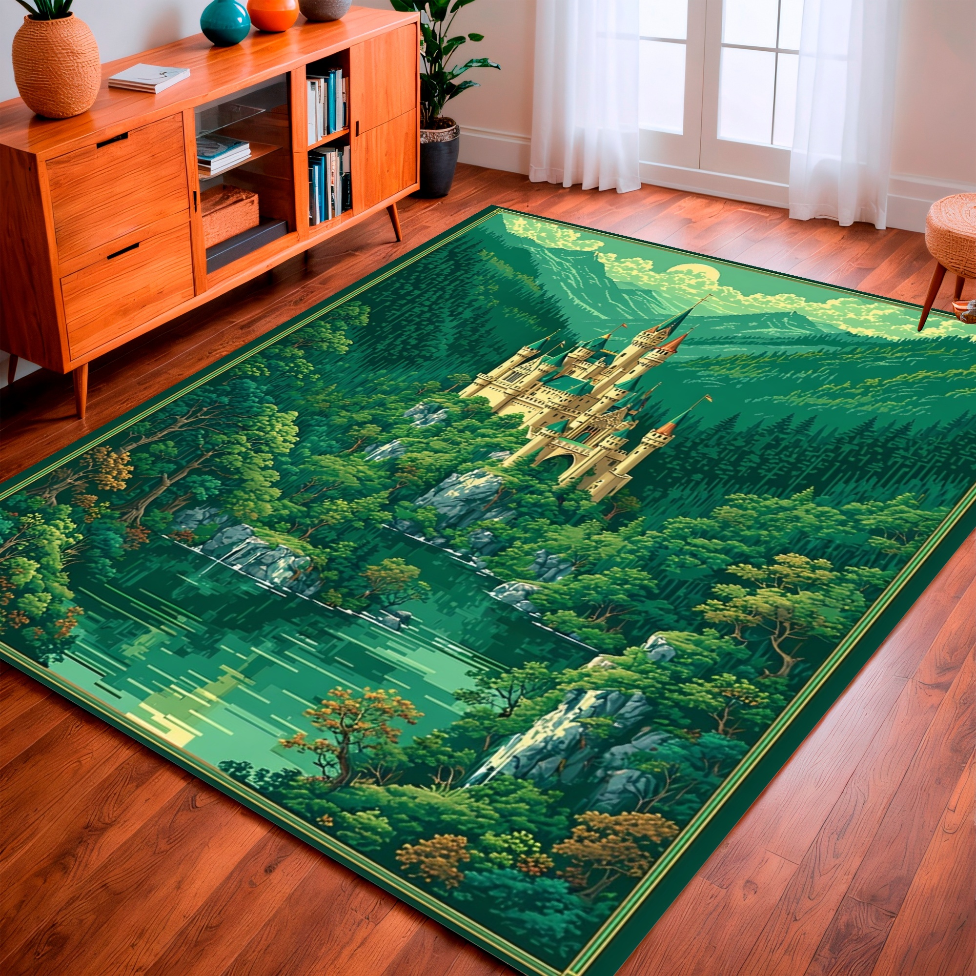 Kids Play Rug Fantasy Flatwoven High Traffic Area Rug, Fantasy Realm Gamer Rug Epic Medieval ...