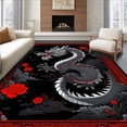 thumbnail image 1 of ODIKA 4'x6' Machine Washable Non-Slip Area Rug, Fantasy Themed Contemporary High Traffic Rug, Black, 27181, 1 of 7
