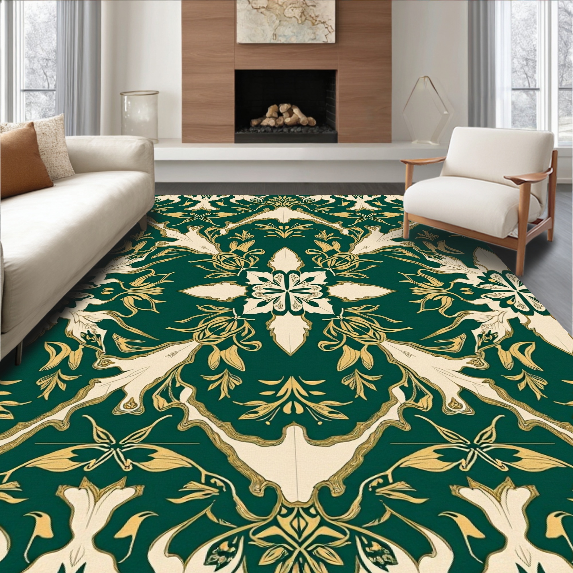 Flatwoven High Traffic Area Rug, Farmhouse Charm Featuring Stylized ...