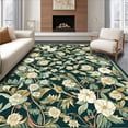 thumbnail image 1 of ODIKA 4'x6' Machine Washable Non-Slip Area Rug, Featuring Stylized Garden Florals and Leafy High Traffic Rug, Dark Green, 84068, 1 of 7