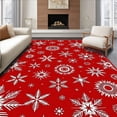 thumbnail image 1 of ODIKA 5'x7' Machine Washable Non-Slip Area Rug, Holiday Snowflake Winter Wonderland Festive Floor High Traffic Rug, Red, 509343, 1 of 7