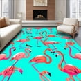 thumbnail image 1 of ODIKA 6'x9' Machine Washable Non-Slip Area Rug, Flamingo Fun Doormat Playful Summer for High Traffic Rug, Blue, 99174, 1 of 5