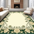 thumbnail image 1 of ODIKA 8'x10' Machine Washable Non-Slip Area Rug, Floral Border Green Ivory High Traffic Rug, Beige, 62251, 1 of 7