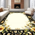 thumbnail image 1 of ODIKA 6'x9' Machine Washable Non-Slip Area Rug, Floral Border Oval Elegant Entryway High Traffic Rug, Gold, 134627, 1 of 7