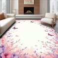 thumbnail image 1 of Flatwoven High Traffic Area Rug, Floral Butterfly Pastel Aesthetic, Non Slip, Stain Resistant, Washable Area Rugs for Living Room, Bedroom(Pink, 4X6), 1 of 8