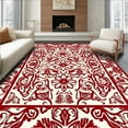 thumbnail image 1 of ODIKA 5'x7' Machine Washable Non-Slip Area Rug, Floral Feline Animal Print High Traffic Rug, Red, 290917, 1 of 7