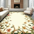 thumbnail image 1 of ODIKA 5'x7' Machine Washable Non-Slip Area Rug, Floral Scrollwork Entryway High Traffic Rug, Beige, 231405, 1 of 7