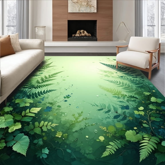 Flatwoven High Traffic Area Rug, Fluffy Shag Nursery, Non Slip, Stain Resistant, Washable Area Rugs for Living Room, Bedroom(Green, 4X6)