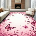 thumbnail image 1 of ODIKA 3'x5' Machine Washable Non-Slip Area Rug, Fluttering Bliss With Graceful Insect Illustrations High Traffic Rug, Pink, 200761, 1 of 7