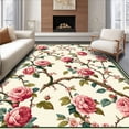 thumbnail image 1 of ODIKA 6'x9' Machine Washable Non-Slip Area Rug, Foam with Elegant Rose Blossom High Traffic Rug, Beige, 68321, 1 of 7