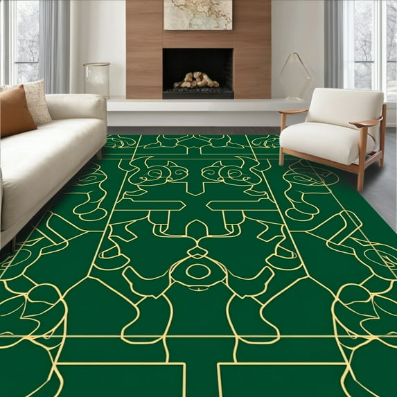 ODIKA 2'x3' Machine Washable Non-Slip Area Rug, Foxy Forest Floor High Traffic Rug, Green, 311608