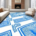 thumbnail image 1 of ODIKA 8'x8' Machine Washable Non-Slip Area Rug, Fractal Symmetrical Water High Traffic Rug, Blue, 393966, 1 of 7