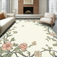 thumbnail image 1 of ODIKA 2'x3' Machine Washable Non-Slip Area Rug, French Provincial Botanical Scroll with Laurel Sprigs and Petal Motifs High Traffic Rug, Peach, 233027, 1 of 7