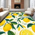 thumbnail image 1 of ODIKA 6'x9' Machine Washable Non-Slip Area Rug, Fresh Lemon Cluster Design Interwoven With Elegant Greenery Vines High Traffic Rug, Yellow, 136727, 1 of 7