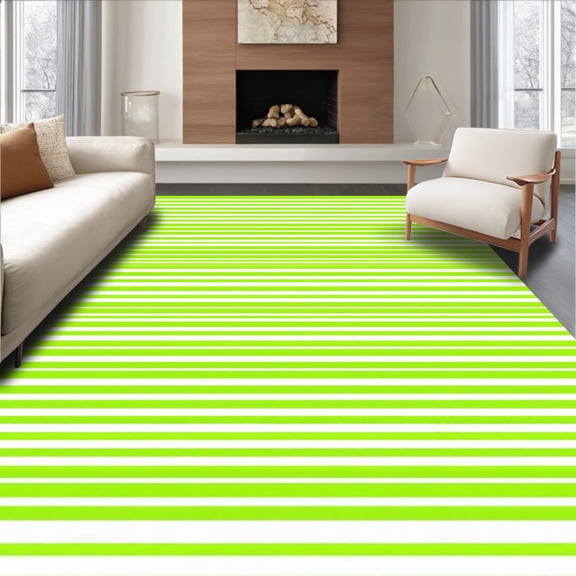 Flatwoven High Traffic Area Rug, Fresh Lime Stripe, Non Slip, Stain Resistant, Washable Area Rugs for Living Room, Bedroom(Green, 2X3)