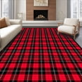 thumbnail image 1 of ODIKA 5'x7' Machine Washable Non-Slip Area Rug, Front Entryway Black Plaid High Traffic Rug, Red, 100495, 1 of 7