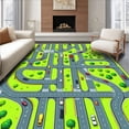thumbnail image 1 of ODIKA 3'x5' Machine Washable Non-Slip Area Rug, Fun filled Pedestrian Path Design High Traffic Rug, Green, 12817, 1 of 7