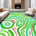 thumbnail image 1 of Flatwoven High Traffic Area Rug, Funky Abstract Waves with Bright Contrasting Hues, Non Slip, Stain Resistant, Washable Area Rugs for Living Room, Bedroom(Green, 8), 1 of 8