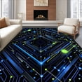 thumbnail image 1 of ODIKA 6'x9' Machine Washable Non-Slip Area Rug, Futuristic Innovation Circuitry Inspired Geometric Design High Traffic Rug, Blue, 185016, 1 of 7