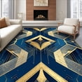 thumbnail image 1 of ODIKA 6'x9' Machine Washable Non-Slip Area Rug, Gatsby Era Glamour with Abstract and Metallic Scrollwork High Traffic Rug, Blue, 135867, 1 of 7