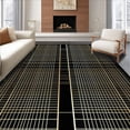 thumbnail image 1 of ODIKA 3'x5' Machine Washable Non-Slip Area Rug, Geometric Black & Gold Lines Bold Stripes Design High Traffic Rug, Gold, 132533, 1 of 7