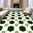 thumbnail image 1 of ODIKA 3'x5' Machine Washable Non-Slip Area Rug, Geometric with Interlocking Green Hexagon and Starburst High Traffic Rug, Green, 93569, 1 of 7