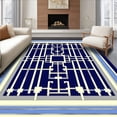 thumbnail image 1 of ODIKA 3'x5' Machine Washable Non-Slip Area Rug, Geometric Lattice Art Inspired High Traffic Rug, Blue, 212803, 1 of 7
