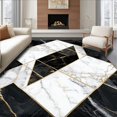 thumbnail image 1 of Flatwoven High Traffic Area Rug, Geometric Marble Round Circular, Non Slip, Stain Resistant, Washable Area Rugs for Living Room, Bedroom(White, 2X3), 1 of 8