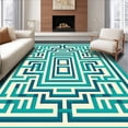 thumbnail image 1 of ODIKA 6'x9' Machine Washable Non-Slip Area Rug, Geometric Maze Modern Trellis High Traffic Rug, Teal, 135104, 1 of 7