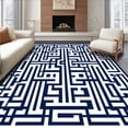 thumbnail image 1 of ODIKA 4'x6' Machine Washable Non-Slip Area Rug, Geometric Navy High Traffic Rug, Blue, 58475, 1 of 7