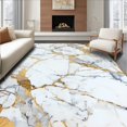 thumbnail image 1 of Flatwoven High Traffic Area Rug, Gold & Marble Floor Stylish, Non Slip, Stain Resistant, Washable Area Rugs for Living Room, Bedroom(White, 6X9), 1 of 8