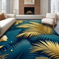 thumbnail image 1 of ODIKA 6'x9' Machine Washable Non-Slip Area Rug, Golden Horizon Featuring Tropical Palm Leaves and Marine Shells High Traffic Rug, Blue, 68902, 1 of 7