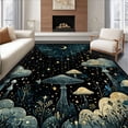 thumbnail image 1 of ODIKA 4'x6' Machine Washable Non-Slip Area Rug, Goth with Artistic Mushrooms and Celestial Graphics High Traffic Rug, Black, 39620, 1 of 7