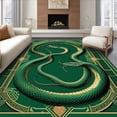 thumbnail image 1 of ODIKA 2'x3' Machine Washable Non-Slip Area Rug, Gothic Serpent Emerald & Gold Reptile High Traffic Rug, Green, 102186, 1 of 7