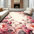 thumbnail image 1 of ODIKA 4'x6' Machine Washable Non-Slip Area Rug, Graceful Floral Bow Symphony High Traffic Rug, Pink, 213716, 1 of 7