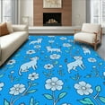 thumbnail image 1 of ODIKA 6'x9' Machine Washable Non-Slip Area Rug, Graceful Kitty Blossom Trail High Traffic Rug, Blue, 310064, 1 of 7
