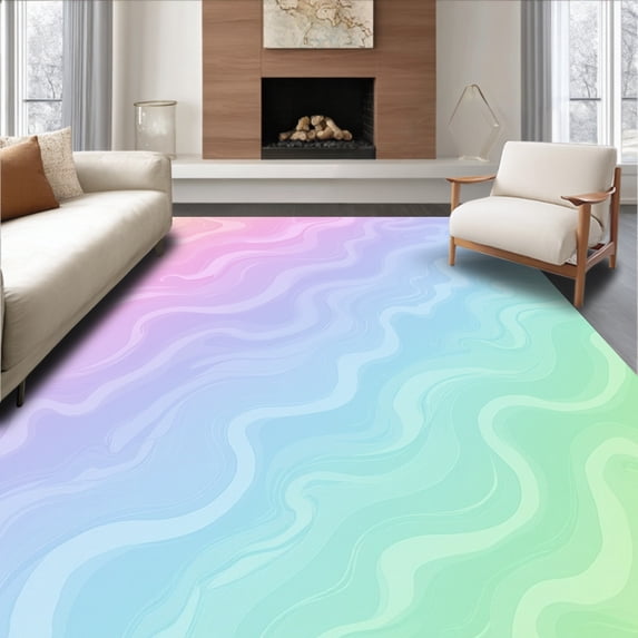 Flatwoven High Traffic Area Rug, Gradient Spectrum Shag with Dreamy Pastel Transitions, Non Slip, Stain Resistant, Washable Area Rugs for Living Room, Bedroom(Pink, 4X6)