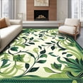 thumbnail image 1 of ODIKA 5'x7' Machine Washable Non-Slip Area Rug, Green Boho with Stylized Leaf and Abstract Florals High Traffic Rug, Ivory, 84072, 1 of 7