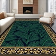 thumbnail image 1 of ODIKA 3'x5' Machine Washable Non-Slip Area Rug, Green Boho Tiger With Ornate Scrollwork and Layered Botanical High Traffic Rug, Black, 299468, 1 of 7