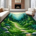 thumbnail image 1 of ODIKA 2'x3' Machine Washable Non-Slip Area Rug, Green Wilderness Path Bath Nature Tree Mountain High Traffic Rug, Green, 93226, 1 of 7