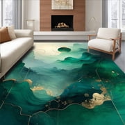 ODIKA 6x9 Machine Washable Non-Slip Area Rug, Greenback Fog Dottiorug Lilo Posture Abstract Design High Traffic Rug, Green, 171193