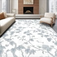 thumbnail image 1 of ODIKA 5'x7' Machine Washable Non-Slip Area Rug, Grey and Floral with Non Slip Design High Traffic Rug, White, 57646, 1 of 7