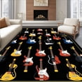 thumbnail image 1 of Flatwoven High Traffic Area Rug, Guitar Bass Non Skid Music Themed, Non Slip, Stain Resistant, Washable Area Rugs for Living Room, Bedroom(Black, 5X7), 1 of 8