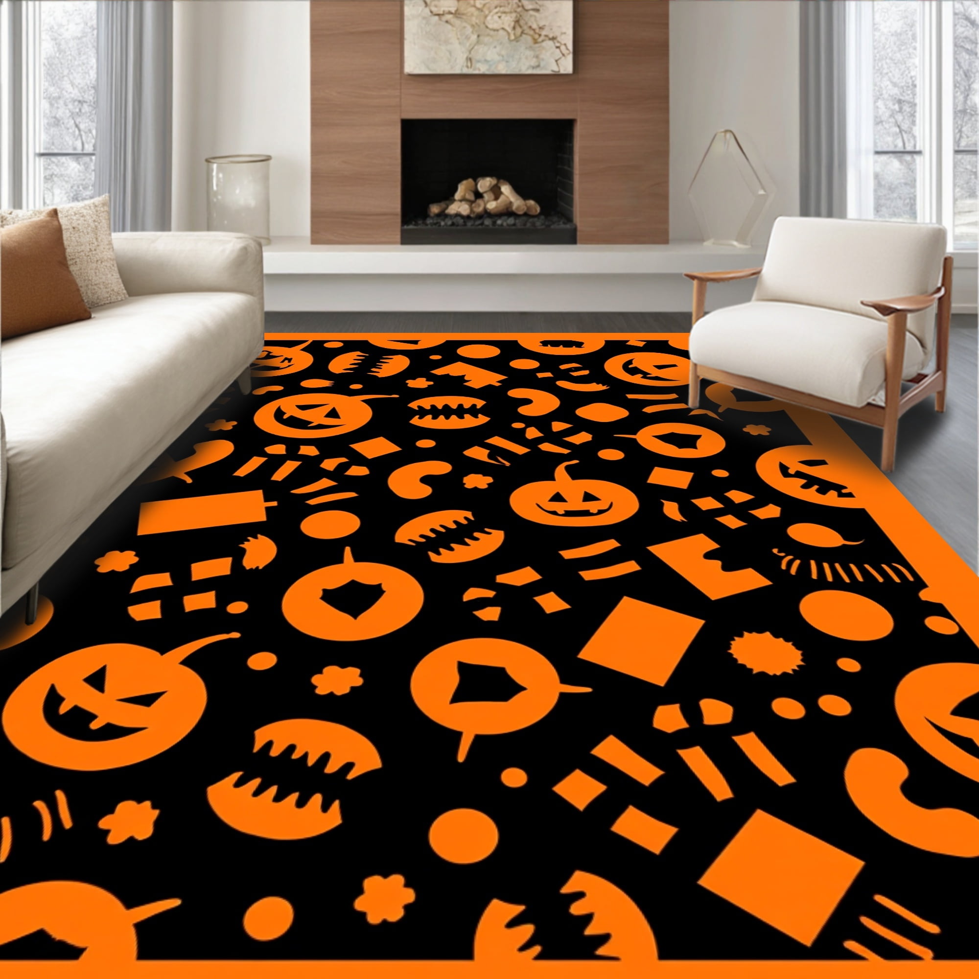 ODIKA 8' Machine Washable Non-Slip Area Rug, Halloween Spooky High ...