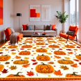 thumbnail image 1 of ODIKA 5'x7' Machine Washable Non-Slip Area Rug, Harvest Bloom Pumpkin & Leaf Patterned Accent High Traffic Rug, Orange, 145055, 1 of 7