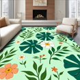 thumbnail image 1 of Flatwoven High Traffic Area Rug, Hawaiian Island Floral Leaf Enchanted Garden Oasis, Non Slip, Stain Resistant, Washable Area Rugs for Living Room, Bedroom(Green, 8), 1 of 8