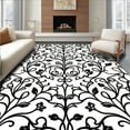 thumbnail image 1 of ODIKA 4'x6' Machine Washable Non-Slip Area Rug, Heritage Damask Bloom With Symmetrical Vine Motifs High Traffic Rug, Black, 240556, 1 of 7