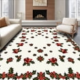 thumbnail image 1 of ODIKA 8'x10' Machine Washable Non-Slip Area Rug, Holiday Round with Festive Bell and Leaf High Traffic Rug, Ivory, 90426, 1 of 7