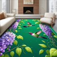 thumbnail image 1 of ODIKA 2'x3' Machine Washable Non-Slip Area Rug, Hummingbird Bloom Floral Weeping Vine Green Purple Abstract High Traffic Rug, Green, 94336, 1 of 7