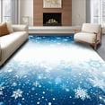 thumbnail image 1 of ODIKA 6'x9' Machine Washable Non-Slip Area Rug, Icy Burst Snowflake Doormat Decorative Winter Porch High Traffic Rug, Blue, 102192, 1 of 7